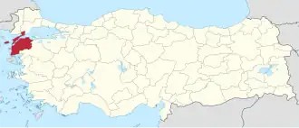 Poloha Çanakkalské provincie na mapě