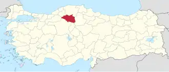 Poloha Çankırské provincie na mapě Turecka