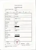 Úmrtní list Václava Čubára – opis z roku 2015