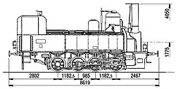 typový náčrt lokomotivy řady 400.1 (StEG Vc, kkStB 478)