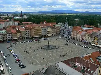 Náměstí Přemysla Otakara II. focené z Černé věže