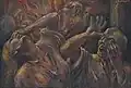 Výjav z koncentráku, olej na překližce (1944)