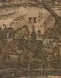 Kostel na Willenbergově vedutě z roku 1611