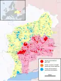 Oblasti pod vojenskou kontrolou proruských separatistů po 20. únoru 2015