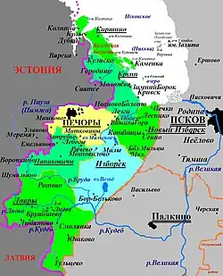 Mapa pečorského rajónu