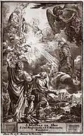 Michael Heinrich Rentz: Sv. Jan z Boha (Joannes de Deo) s kukským špitálem (po 1744), devoční obrázek