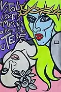 Vstal jsem z mrtvých, 150×275 cm, akryl na kartonu, sbírka Richarda Adama, 2001