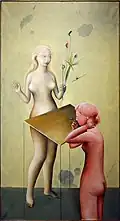 Dívky u stolu (1956), olej, GMU Hradec Králové
