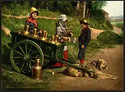 Belgický mlékař se psím spřežením, asi 1890–1900