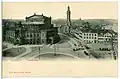 Pohlednice z roku 1906; v popředí budova Semperoper, v pozadí bývalá teplárna