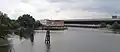 Moldauhafen z mostu Sachsenbrücke