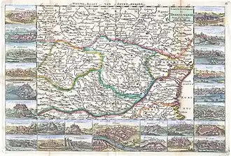 Město na mapě v roce 1710.