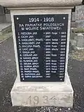 Seznam padlých v první světové válce na pomníku z roku 1934