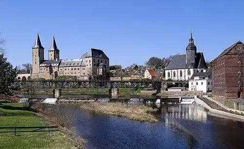 Zámek, kostel sv. Petra a zámecký mlýn