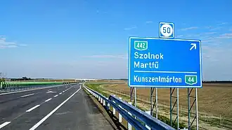 Dálnice M44 před výjezdem na město Kunszentmiklós