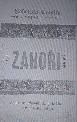 První díl Záhorské kroniky z roku 1891