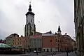 Staré Město: špalíček na Rynku s Mariánským kostelem a radnicí