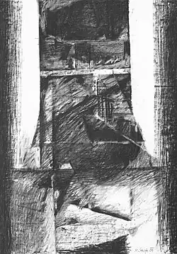 Okno, 2009, uhel, 100 x 70 cm