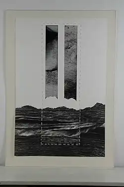 Sonda krajiny II, koláž šitá sponami, 1998
