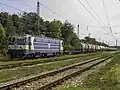 Vlak BDŽTP na spoji 80602 s lokomotivou 46 026 na nádraží Čirpan 13. srpna 2017