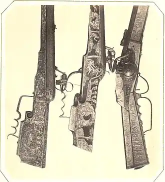 Pažby tří pušek těšínek, 1857