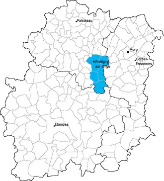 Kanton Arpajon na mapě departementu Essonne