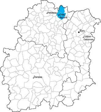 Kanton Brunoy na mapě departementu Essonne