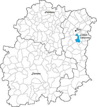Kanton na mapě departementu Essonne