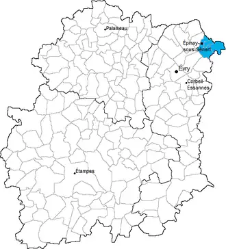 Kanton na mapě departementu Essonne