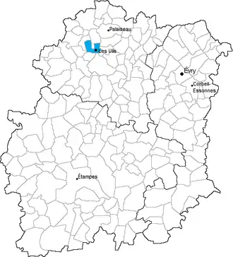 Kanton Les Ulis na mapě departementu Essonne