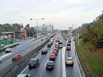 Dálnice A1 v centru Bělehradu