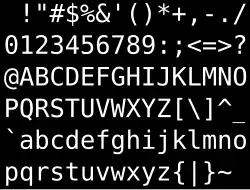  !#$%&'()*+,-./0123456789:;<=>?@ABCDEFGHIJKLMNOPQRSTUVWXYZ[\]^_`abcdefghijklmnopqrstuvwxyz{|}~