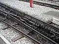 Výhybka pro Abtovu ozubnici, detail srdcovky (Švýcarsko, Brienz)