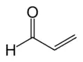 akrolein, nejjednodušší α,β-nenasycený aldehyd