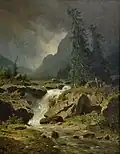 Adolf Chwala – Krajina v bouři s vodopádem