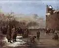 Zábava na zamrzlém městském příkopu (1669, Galerie starých mistrů, Drážďany)