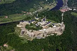 Letecká fotografie pevnosti Königstein