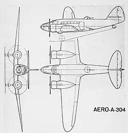 Aero A-304 (3D pohled)