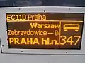Vnější informační displej na voze Bpee237