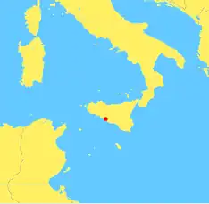 Mapa s vyznačením Agrigenta