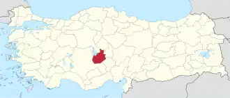 Poloha provincie Aksaray na mapě