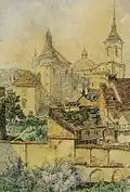 pohled na Brno, pero a akvarel na papíře, 1907