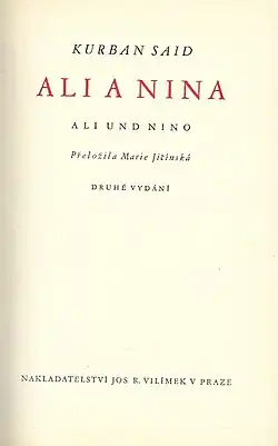 Ali a Nina, české vydání, 1939