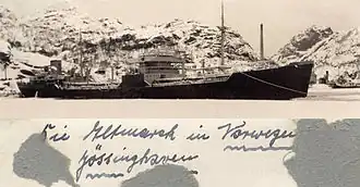 Na začátku 1940 Altmark v norském Jøssingfjordu