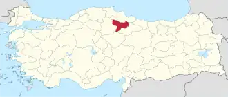 Poloha Amasyjské provincie na mapě