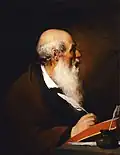 Píšící vědec Pellegrino (1842)