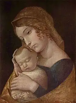 Madona se spícím dítětem (tempera na plátně)
