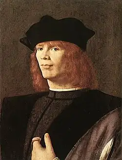 Portrét muže, c. 1500 - olej na panelu; H.42 cm, W. 32 cm, Galerie Brera
