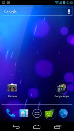 Snímek obrazovky zařízení se systémem Android Ice Cream Sandwich