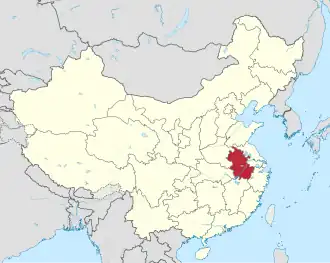 Provincie An-chuej (červeně) na mapě Číny